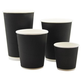 Black Triple Wall Ripple Cups & Lids